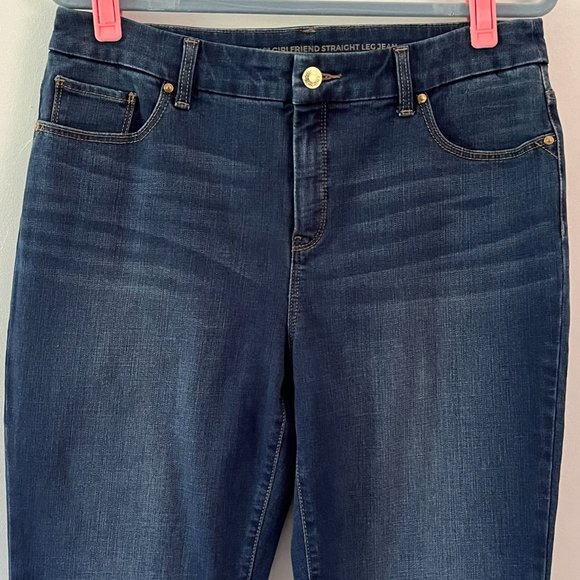 Chico's So Slimming Girlfriend Straight Leg Dark Denim Jean sz 1.5 (10) short - Picture 2 of 11